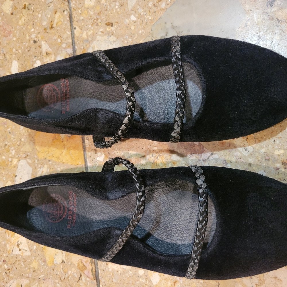 Black Mary Jane Flats with Braided Straps